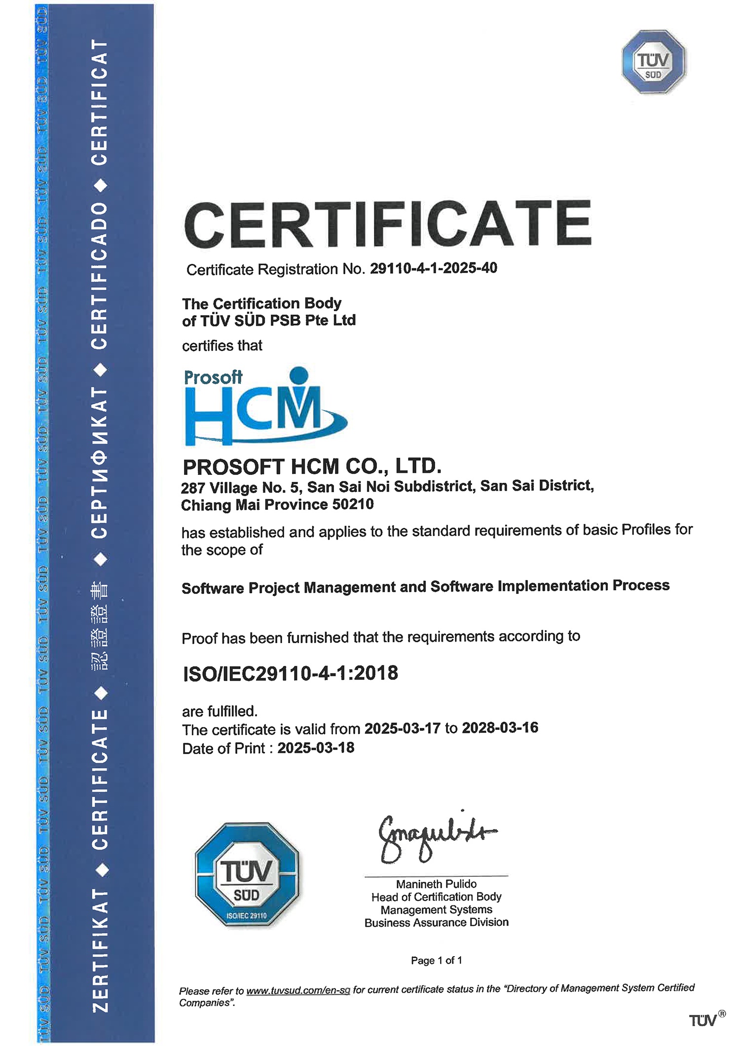 Prosoft HCM : ISO/IEC 29110-4-1 : 2018